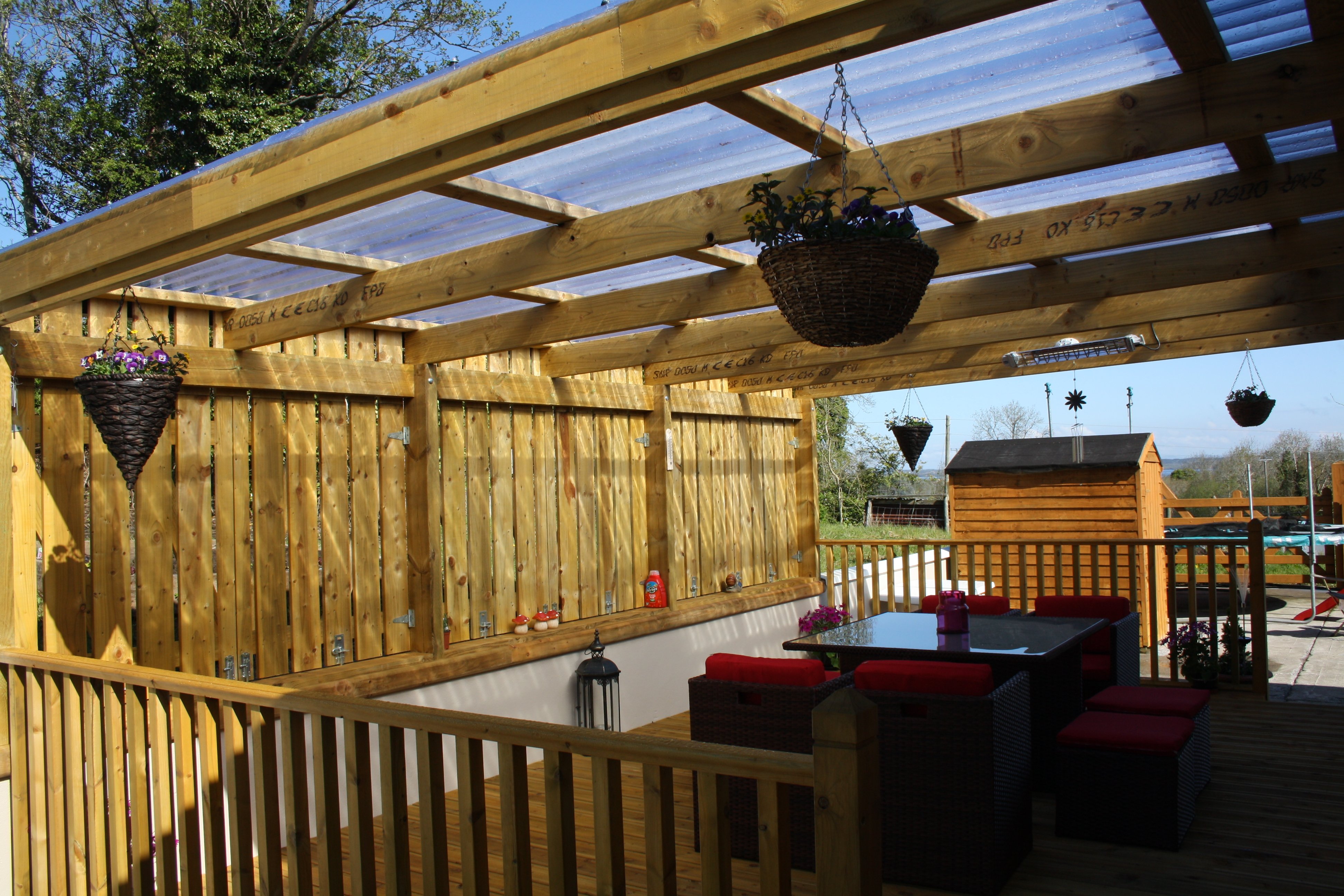 Decking with transparent roofing 